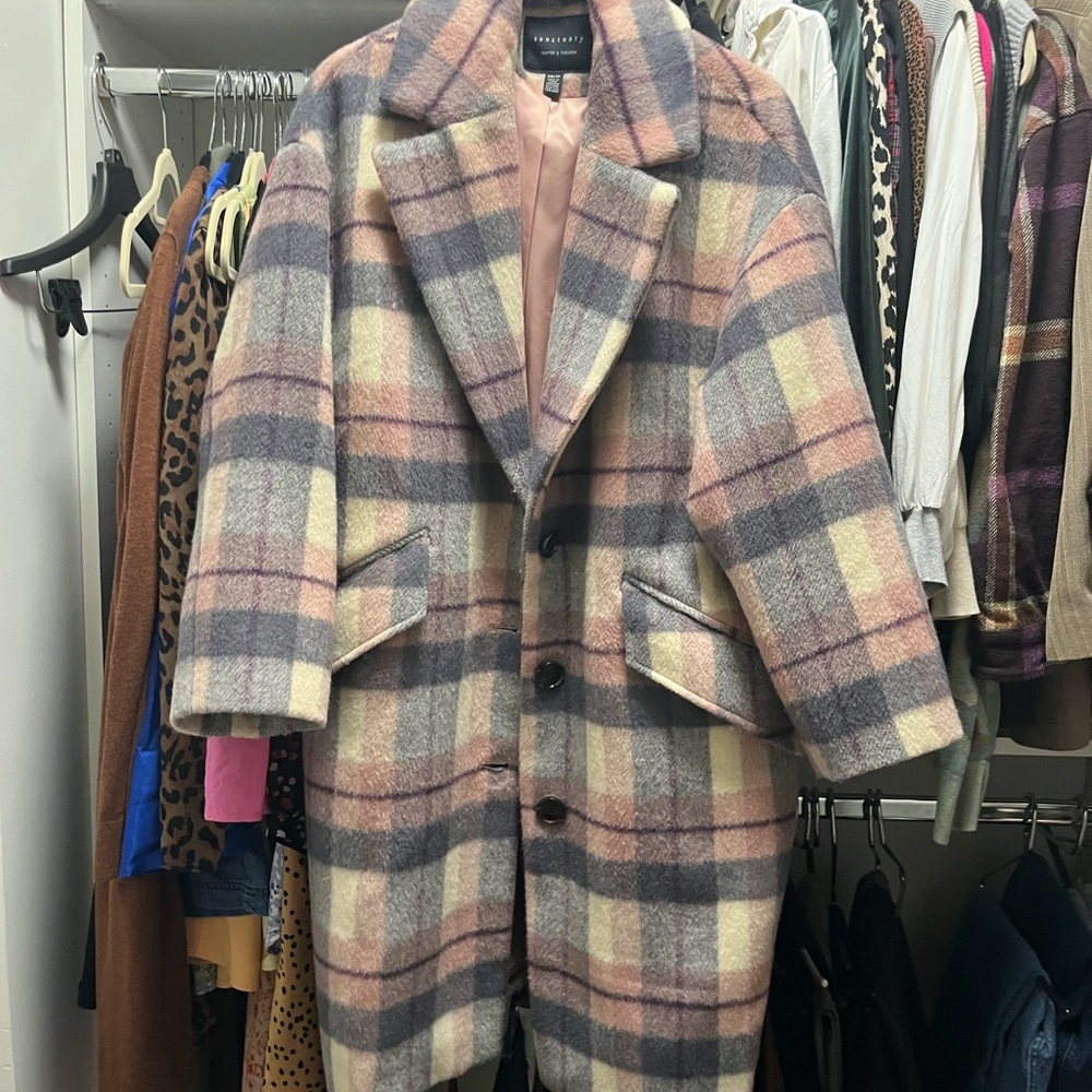 Sanctuary Plaid Long Coat